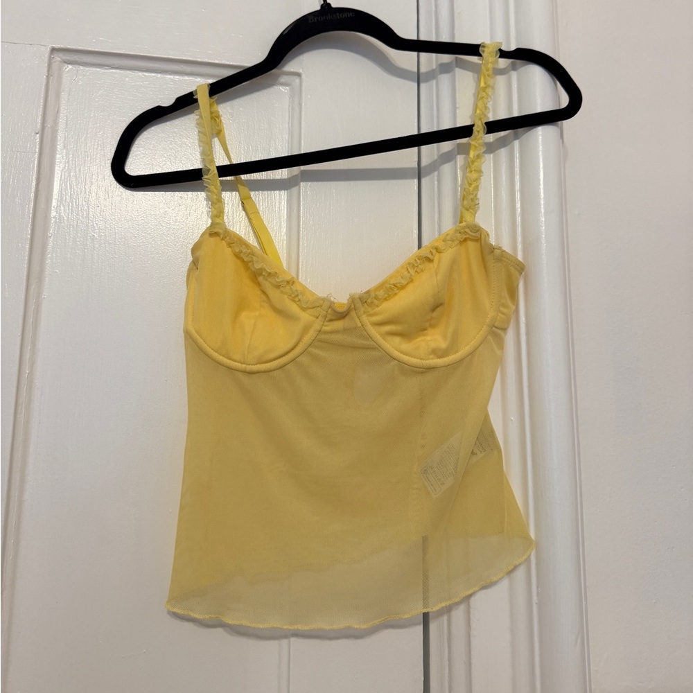Edikted Yellow Mesh Top